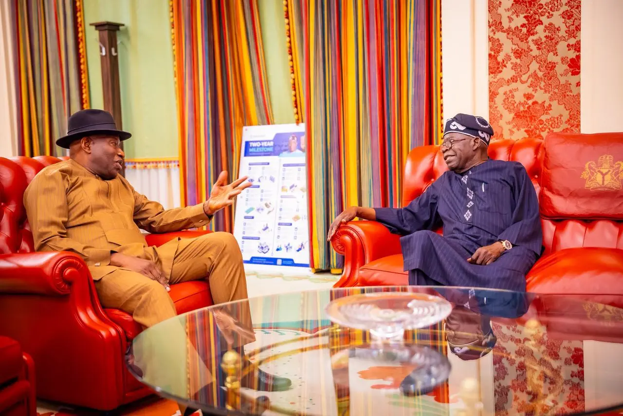 Tinubu receives Jonathan at presidential villa - The Telegraph Nigeria